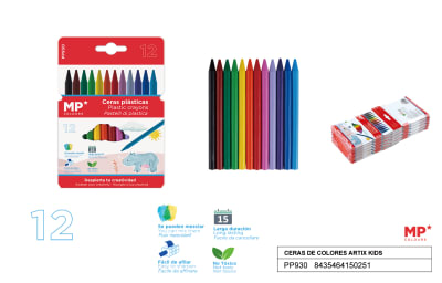 Caja De Lapices De Cera Kids x 12 Colores Color Surtido1