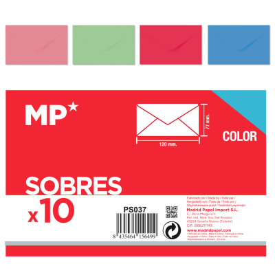 Sobre De Color 77mmX120mm Marca Madrid Papel Color Variado (MP)1