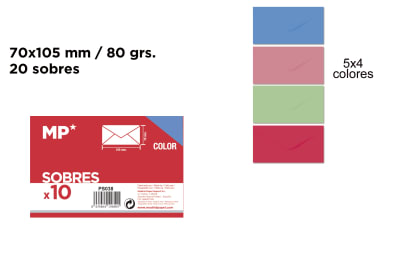 Sobre De Color 70mmX105mm Marca Madrid Papel Color Variado (MP)1