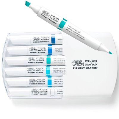 Marcadores Pigmentados Doble Punta Tonos Azules X 6 6 Tonos En Base A Alcochol1