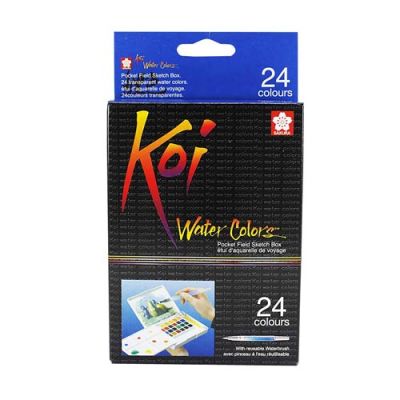 Caja De Acuarelas X 24 Unidades + Pincel Acuarelas en Pastillas x 24 + Pincel De Agua Recargable1