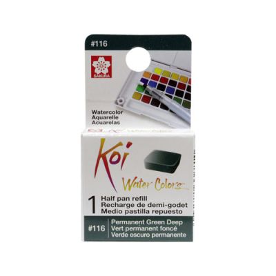 Acuarela en 1/2 pastilla Koi XNCW# 14X16X7mm, Verde Oscuro Permanente1