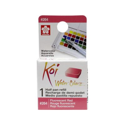 Acuarela en 1/2 pastilla Koi XNCW# 14X16X7mm, Rojo Fluorescente1