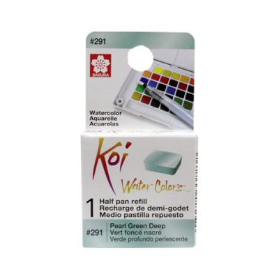 Acuarela en 1/2 pastilla Koi XNCW# 14X16X7mm, Verde Oscuro Perlado1