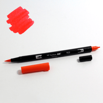 Marcador Tombow Punta Pincel Acuarelable Doble Punta Rojo1