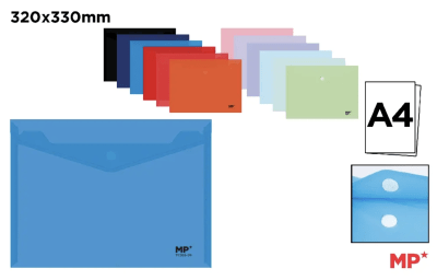 Carpeta Sobre Plástico Cierre Rápido Horizontal A4 Azul (MP)1