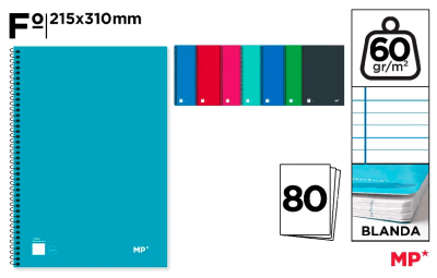 CUADERNO Madrid Papel ESPIRAL Fº 80 HOJAS 60 g/m²1