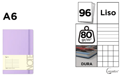 CUADERNO DE NOTAS Cervantes TAPA FORRADA MORADO PASTEL A61