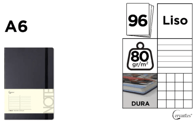 CUADERNO DE NOTAS Cervantes TAPA FORRADA NEGRO A6.1