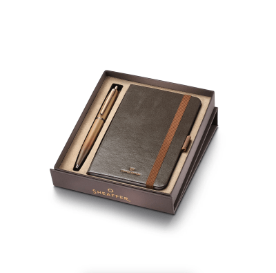 Set Bolígrafo Sheaffer VFM Café Edición Marrón Mate Con Ribetes con Cuaderno1