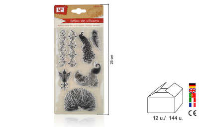 Set De Timbres De Silicona P/Scrapbooking #54 Plumas/Pavosdo1