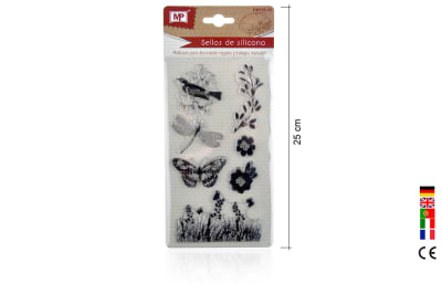 Timbres De Silicona P/Scrapbooking #35 Jardin/Mariposas/Aves Marca Madrid Papel Color Variado (MP)1