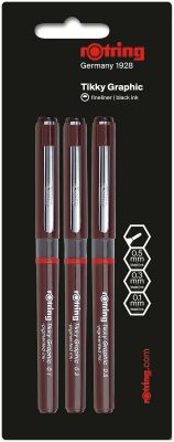 Set De Tiralinea Tikky Grafito X 3 Uds Punta De Fibra X 0.1Mm. 0.3Mm. 0.5Mm1