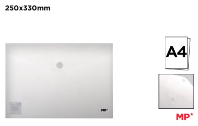 Carpeta Sobre Plástico Cierre Rápido Horizontal A4 Transparente (MP)1