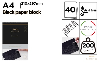 Block De Dibujo Papel Negro 200G A4 40Hojas (MP)1