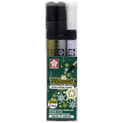 Set Marcador Permanente Pen Touch Extra Fino (Blanco-Oro-Plata)1