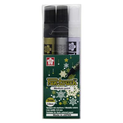 Set Marcador Permanente Pen Touch Mediano ( Blanco-Oro-Plata)1