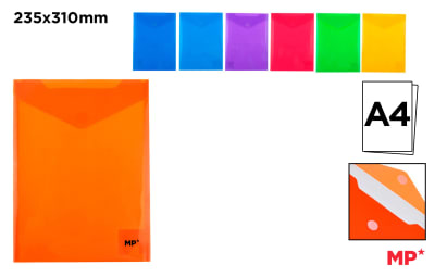 Carpeta Sobre Plástico Cierre Rápido Vertical A4 C (MP)1