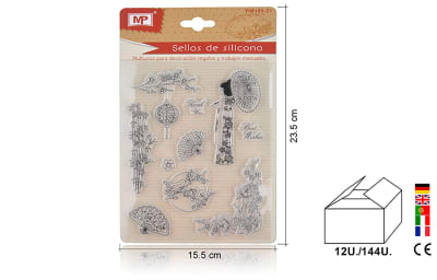 Set Timbres De Silicona P/Scrapbooking #51 Abanicos/Bambudo1