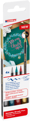 Set 4 Marcadores punta pincel Edding-1340 metalizado XMAS1