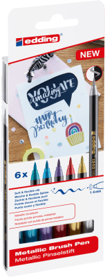 Set 6  Marcadores punta pincel Edding-1340  metalizado1