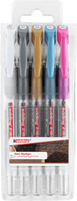 Set 5 Rollerballs Gel Edding E-2185 Metalizado1
