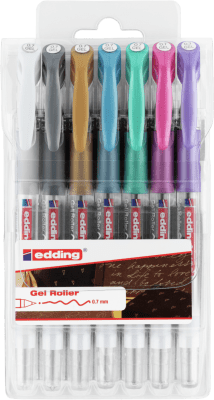 Set 7 Rollerballs Gel Edding E-2185 Metalizado1
