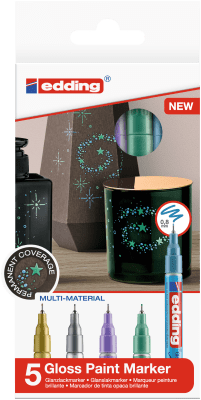 Set 5 marcadores Óleo Permanente Edding E-780 Metalico