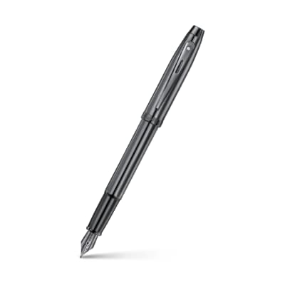 PLUMA FUENTE SHEAFFER 100 GRIS OSCURO CON ACABADOS EN PVD NEGRO METALICO1