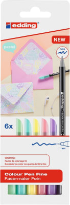 Set 6 marcadores fibra Edding E-1200 Pastel