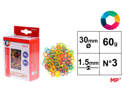 Elasticos N3  60G 30X1.5MM Color Variado1