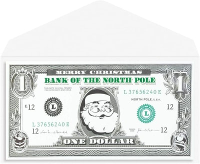 Caja Petite Noel de Billetes dólar Con 15 Tarjetas y Sobres1