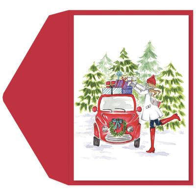 Tarjeta de Navidad 4x6 Auto con Regalos1