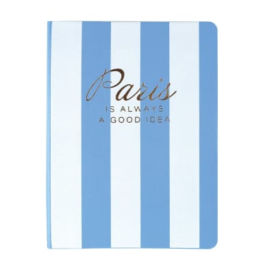 Libreta Ecocuero Rayas Celestes Paris1