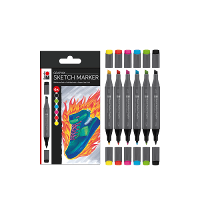 Marabu SketchMarker 6 unidades Base alcohol - Heat1