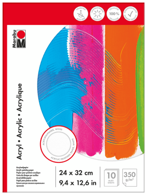 Marabu Papel para acrílico, 24 x 32 cm, 10 hojas1