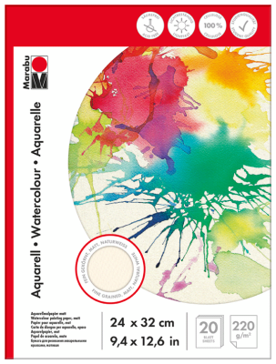 Marabu Papel para acuarelas, 24 x 32 cm, 20 hojas1