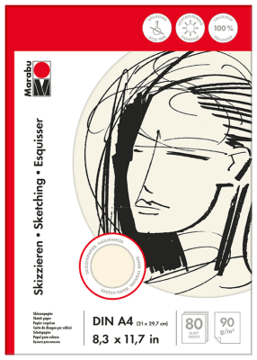 Marabu Papel para dibujo, DIN A4, 80 hojas1