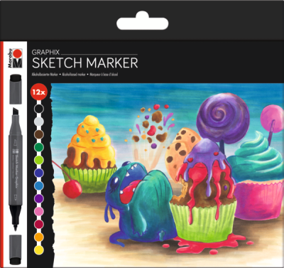 Marabu SketchMarker 12 unidades Base alcohol - Sugar1