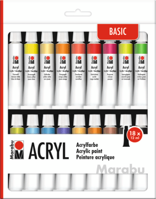 Marabu tubos Pintura Acrylic 18 u. x 12 ml1