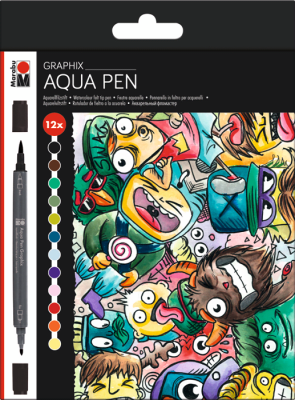 Marabu Aquapen doble punta, bala y punta pincel - Mega Mash1