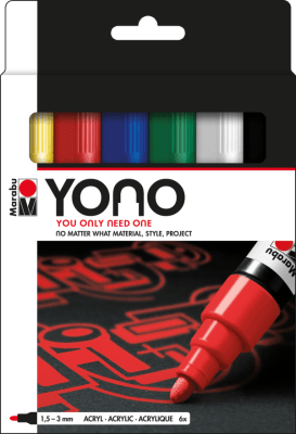 Marabu Marcador acrílico YONO Set 6 x1.5-3 mm1