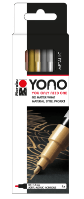 Marabu Marcador acrílico YONO SET METAL, 4 x 0,5-1,5 mm1