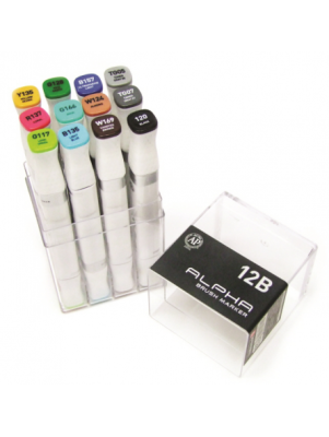 Marcadores Pigmentados Doble Punta B X 12 Doble Punta B (Punta Biselada + Punta de Fibra 2 Mm)1