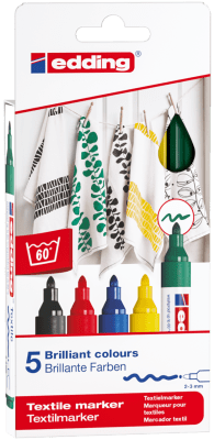 Set 5 marcadores textil Edding E-4500