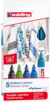 Set 5 marcadores textil Edding E-4500