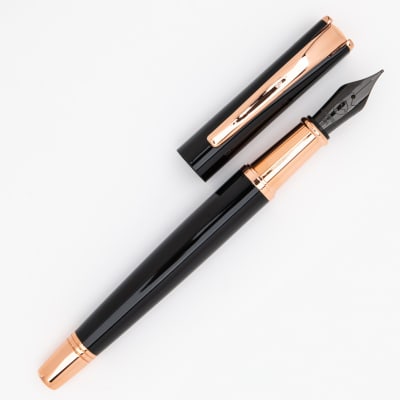 Pluma Monteverde Impressa Black w/ Rose Gold Trim - M1