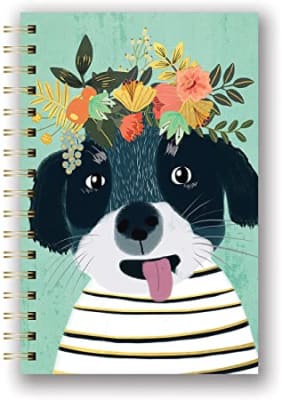 Cuaderno Anillado Mediano Tapa Dura Perrito Corona Flores1