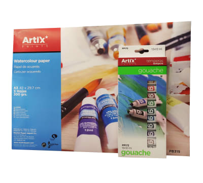 Set 10 Hojas de Acuarela +  en tubo1