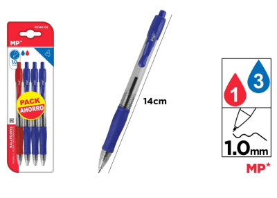Pack De Boligrafos 1mm X 4Uds / 2 Colores Color Azul/Rojo1
